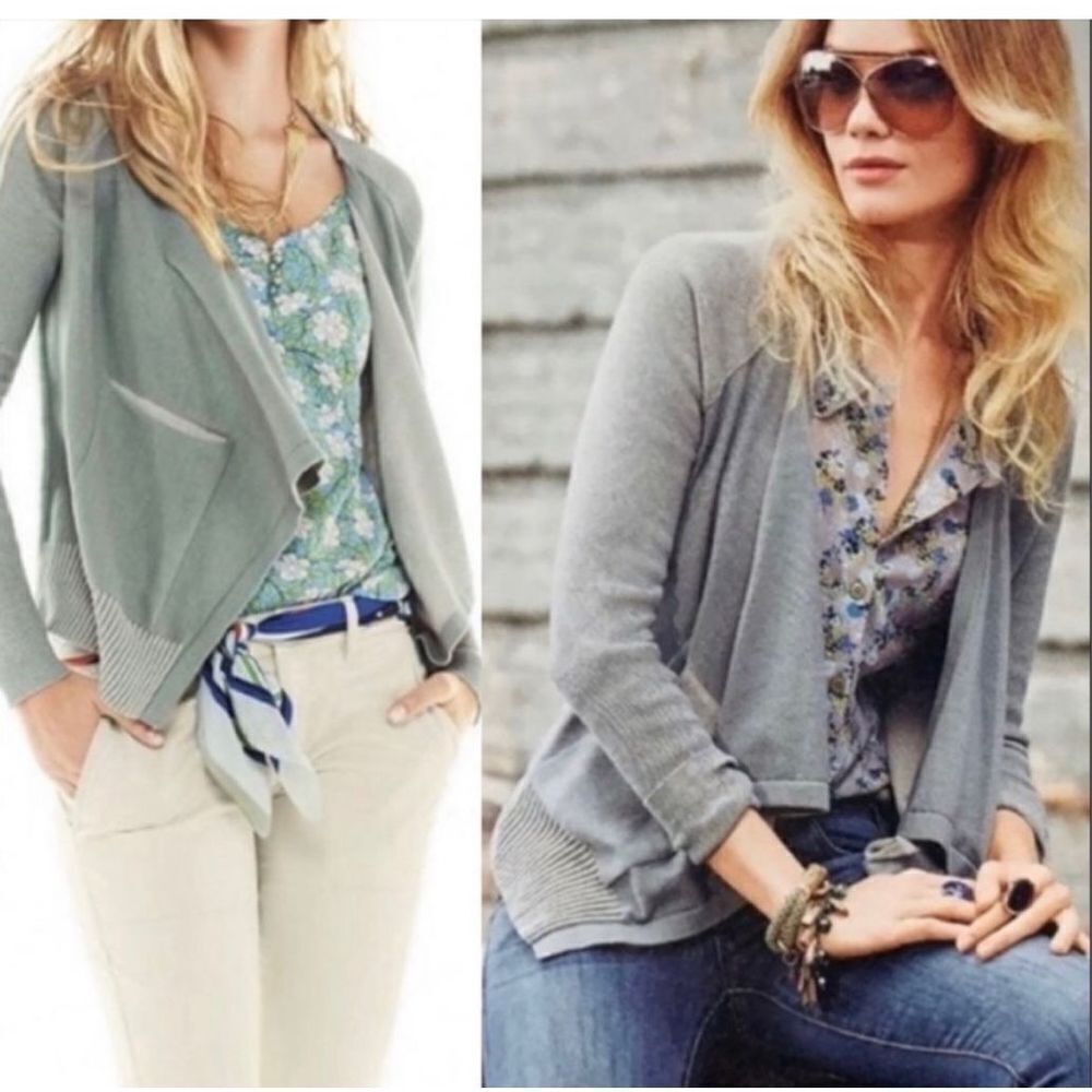 CAbi Sage Drape Picket Waterfall Open Front Cardigan Sweater sz S EUC